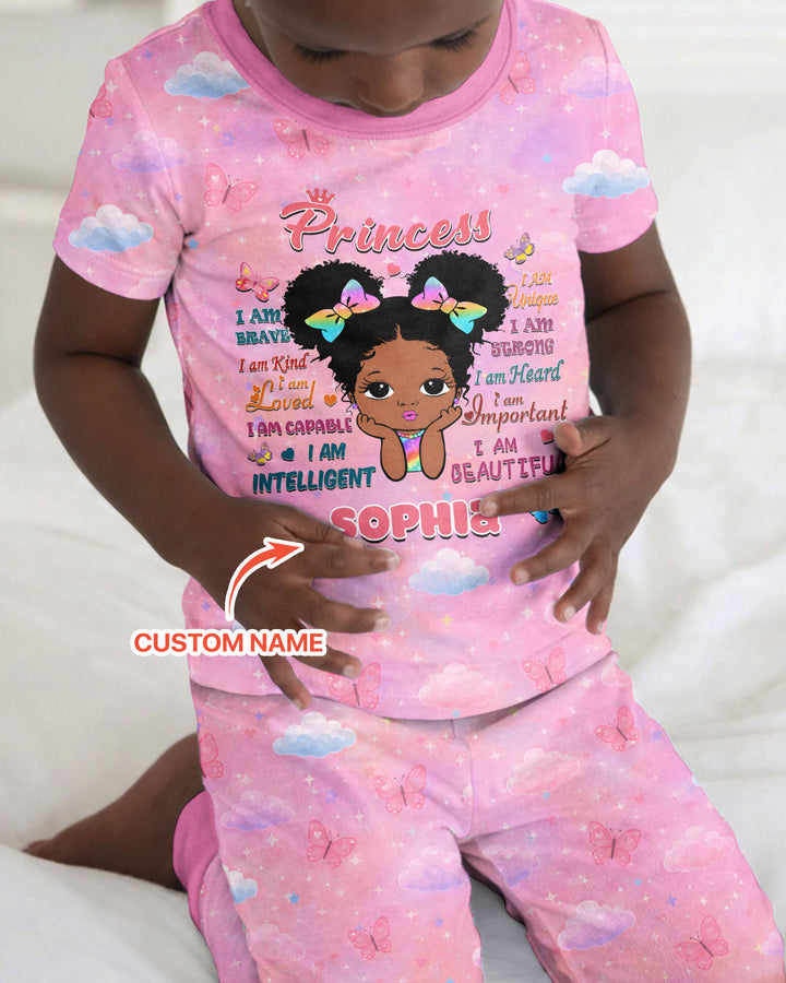 Black Princess I Am Beautiful Bamboo Two Piece Short Sleeve Pajama Set