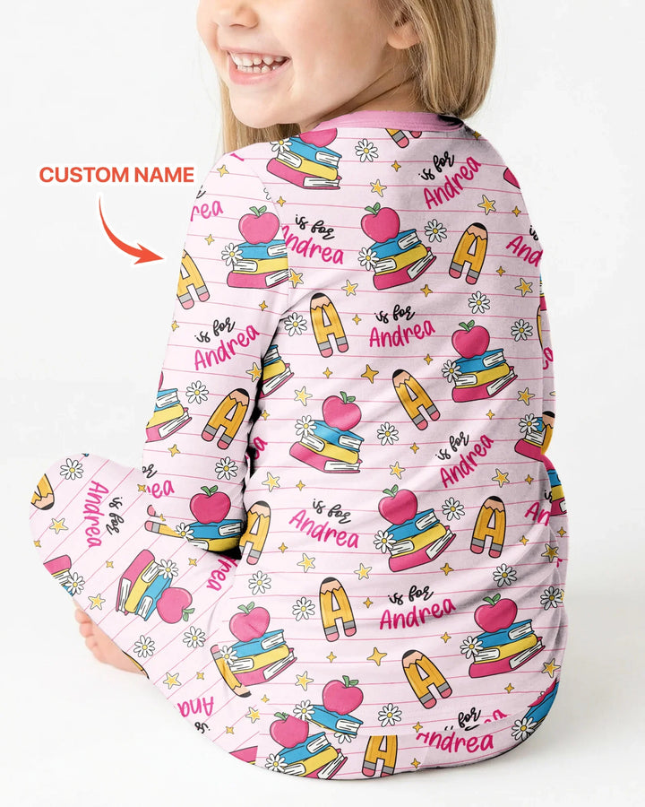 First Day of School Bamboo Two Piece Long Sleeve Pajama Set