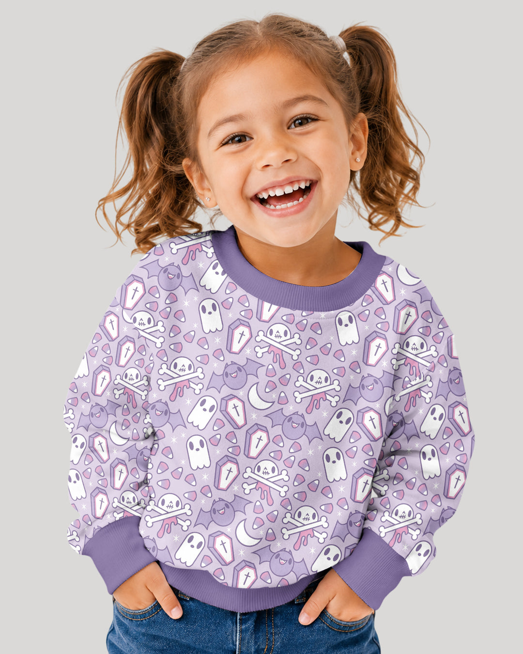 Cute Ghost Halloween Pastel Purple Spooky Bamboo Crewneck Sweatshirt