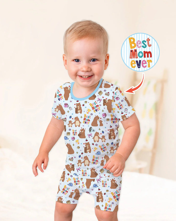Best Mama Bear Ever Family Matching Bamboo Two Piece Short Sleeve Shorts Pajama Set