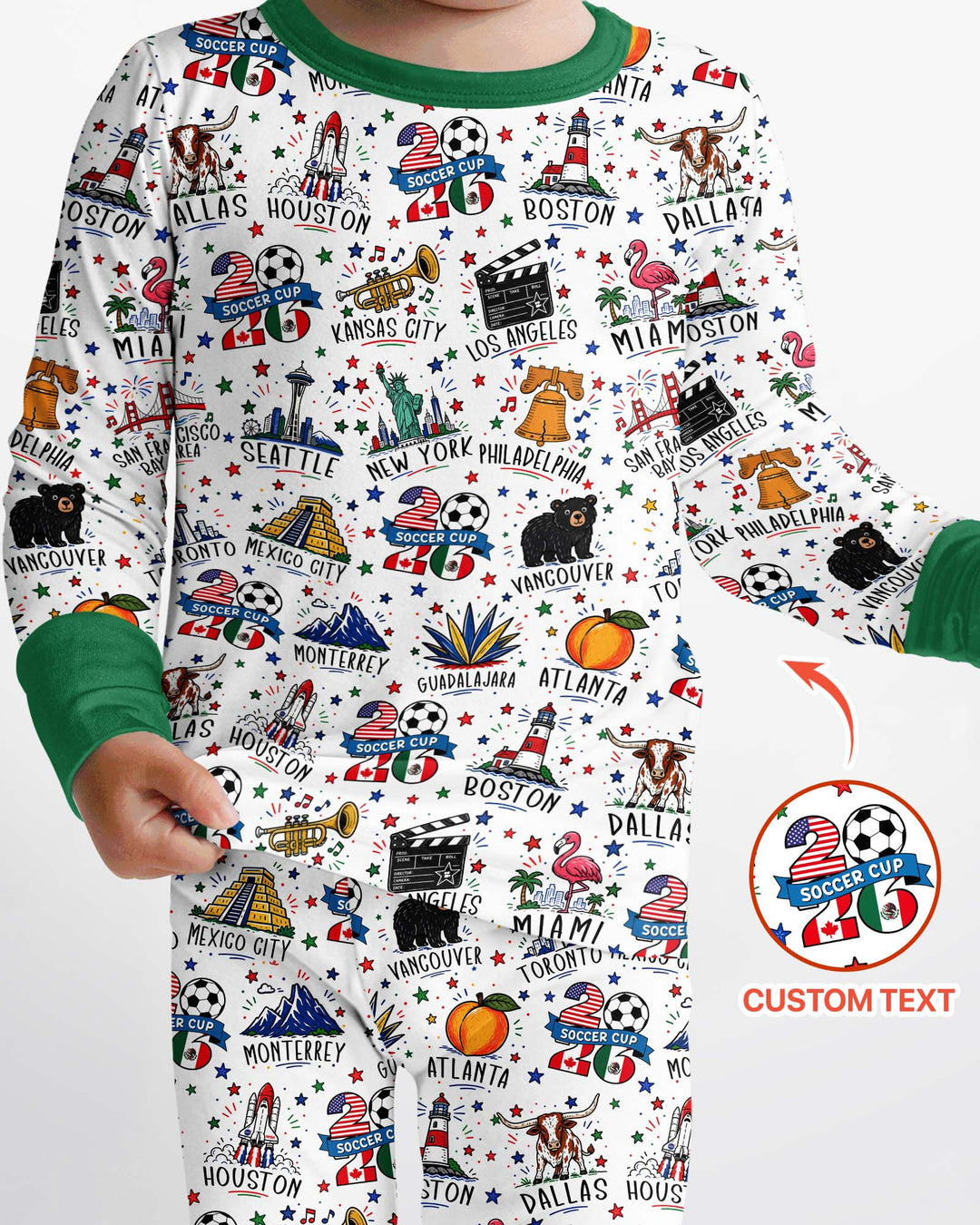 2026 Soccer Cup Host Citties Bamboo Two Piece Long Sleeve Pajama Set