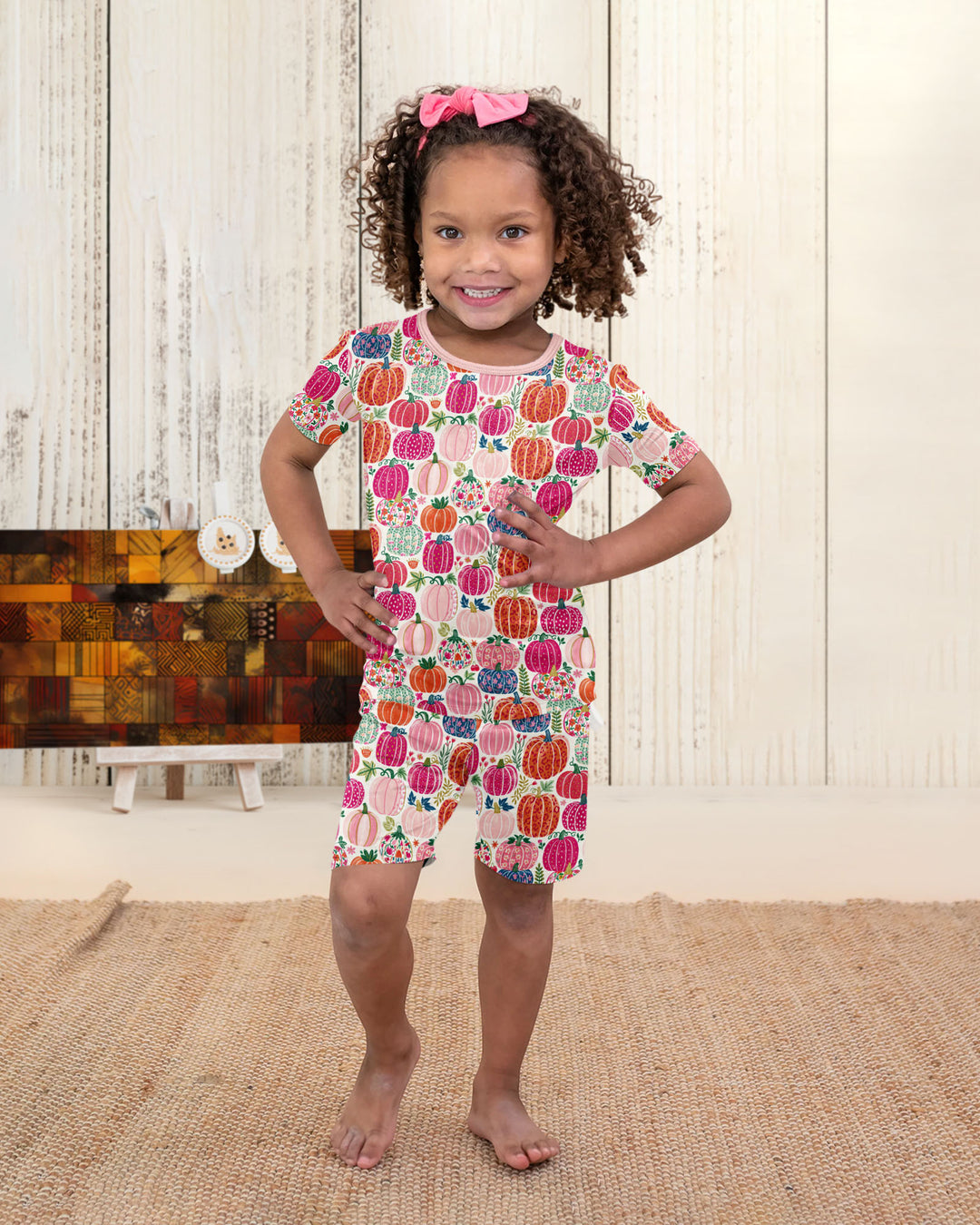 Pumpkin & Bloom Bamboo Two Piece Short Sleeve Shorts Pajama Set