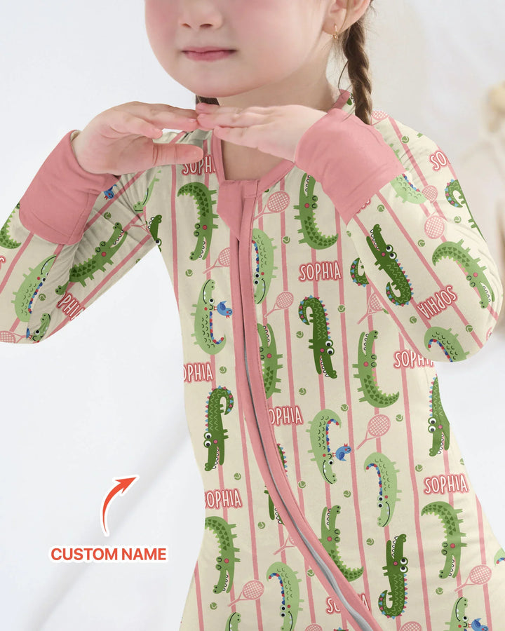 Custom Name Tennis Crocodiles Bamboo Convertible Zippy