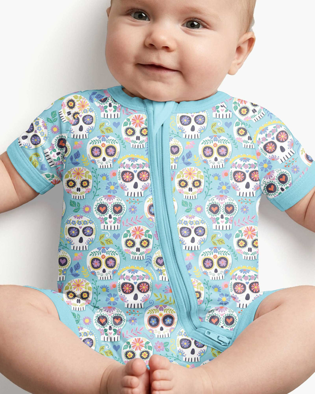 Floral Skull Bamboo Shorty Zippy