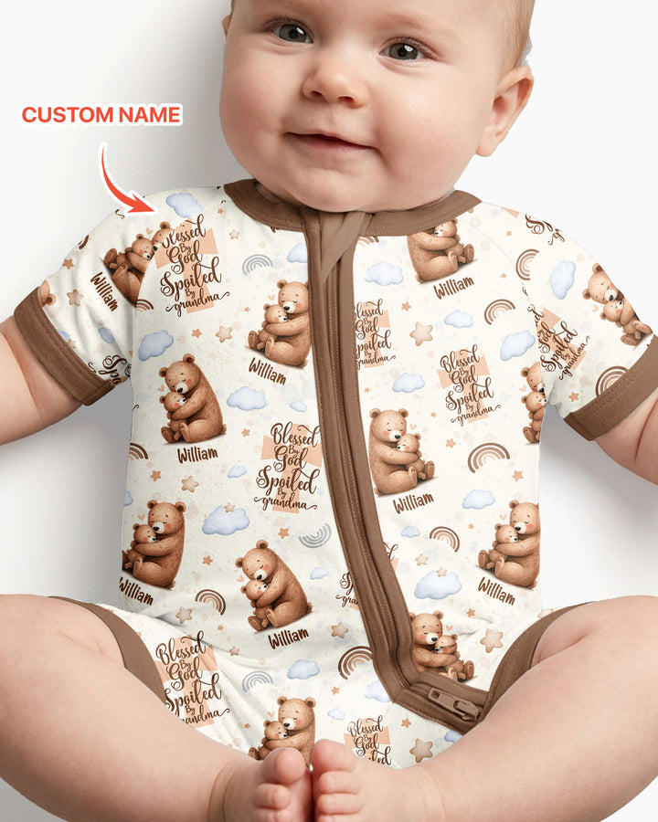 Custom Name Blessed By God Spoiled By Grandma Bamboo Shorty Zippy
