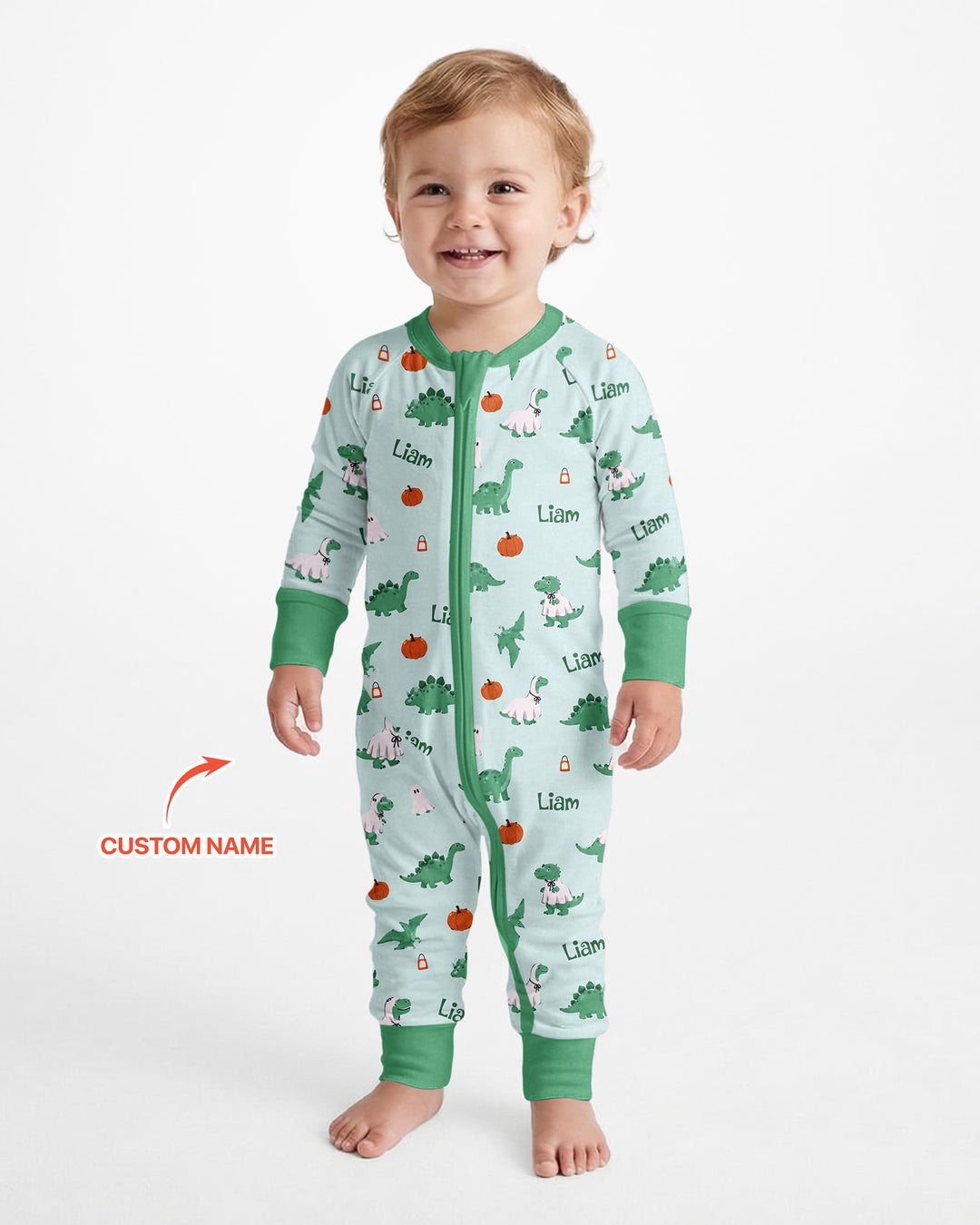 Custom Name Spooky Dinosaur Halloween - Personalized Bamboo Convertible Zippy