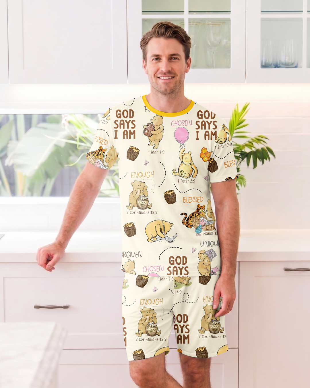 God Says I Am – Little Blessings Bamboo Men Short Sleeve Short Pajama Set