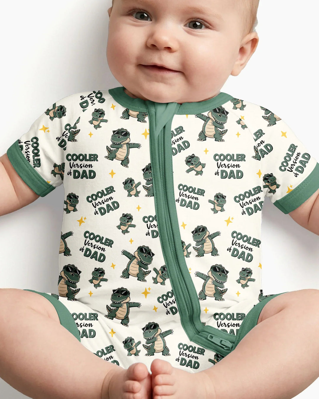 Cool Dino Daddy & Me Matching Bamboo Shorty Zippy