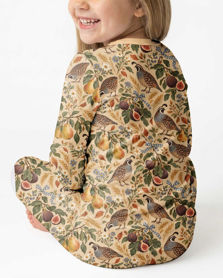Quail & Pears Bamboo Two Piece Long Sleeve Pajama Set