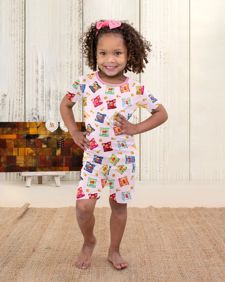 Potato Chips Bamboo Two Piece Short Sleeve Shorts Pajama Set