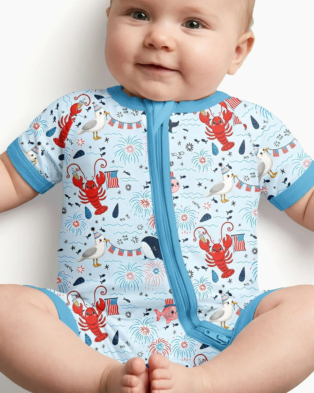 Celebrate 4th of July Family Matching Bamboo Shorty Zippy