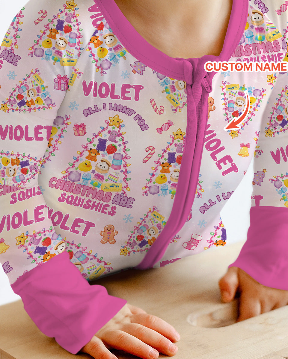 Custom Name All I Want For Christmas Are Squishies Bamboo Convertible Zippy