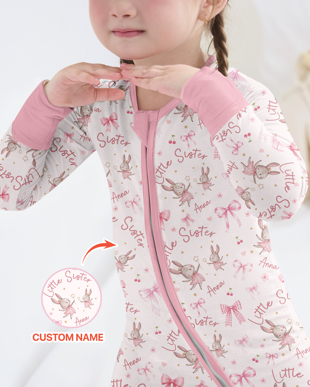 Bunny Wishes Sister Matching Bamboo Convertible Zippy
