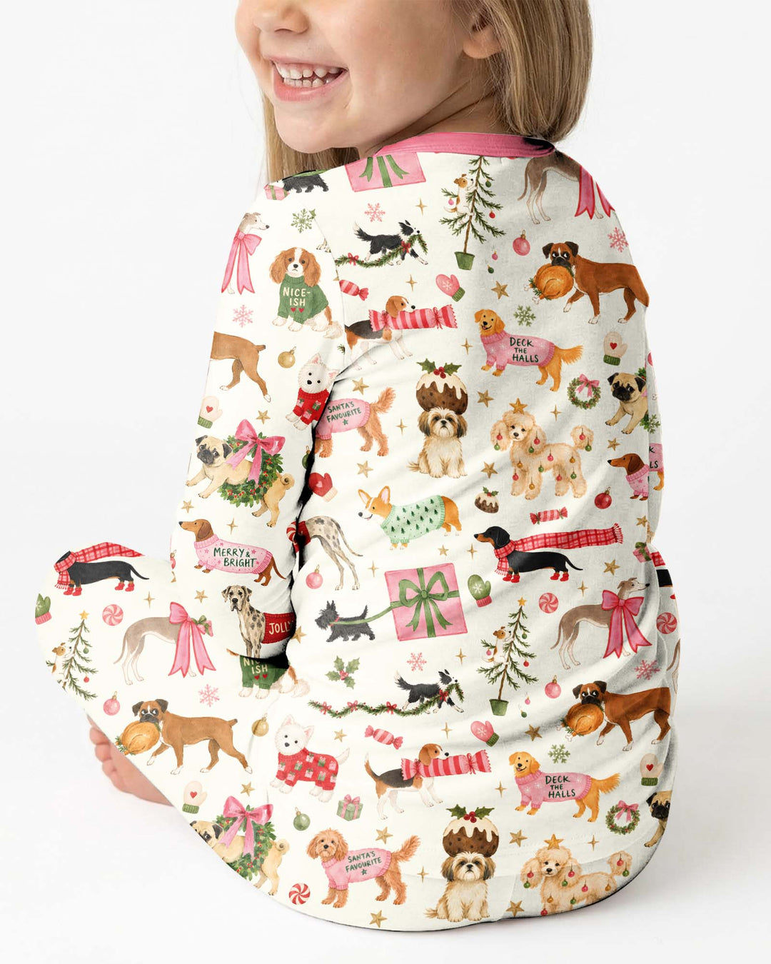 Festive Dog Merry Woofmas Bamboo Two Piece Long Sleeve Pajama Set