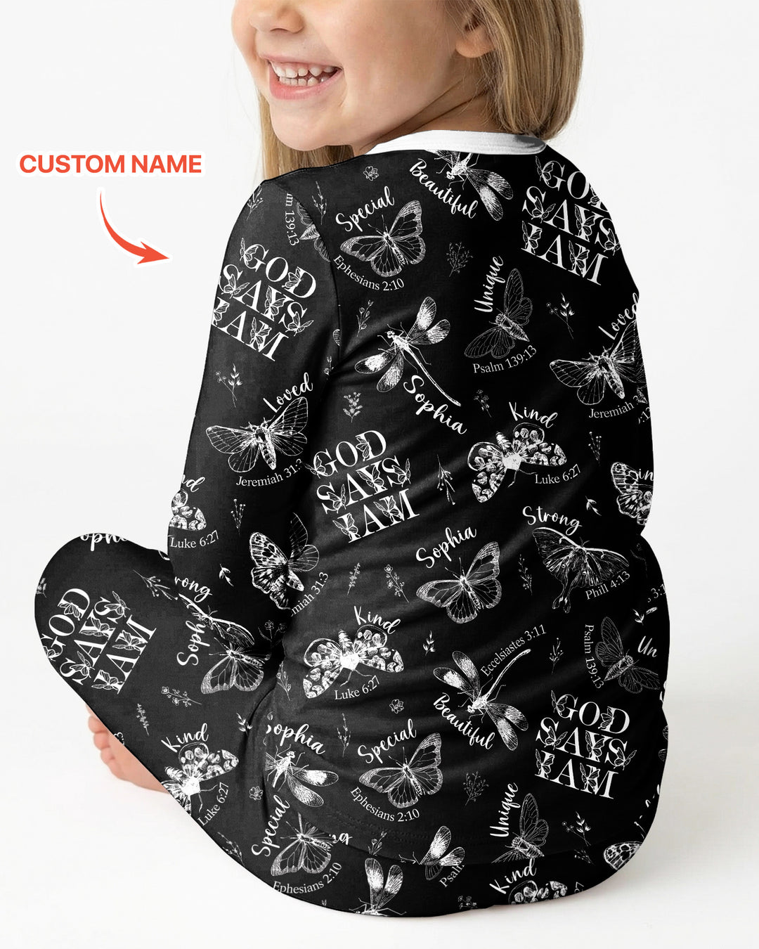 Custom Name God Says I Am Midnight Wings Bamboo Two Piece Long Sleeve Pajama Set
