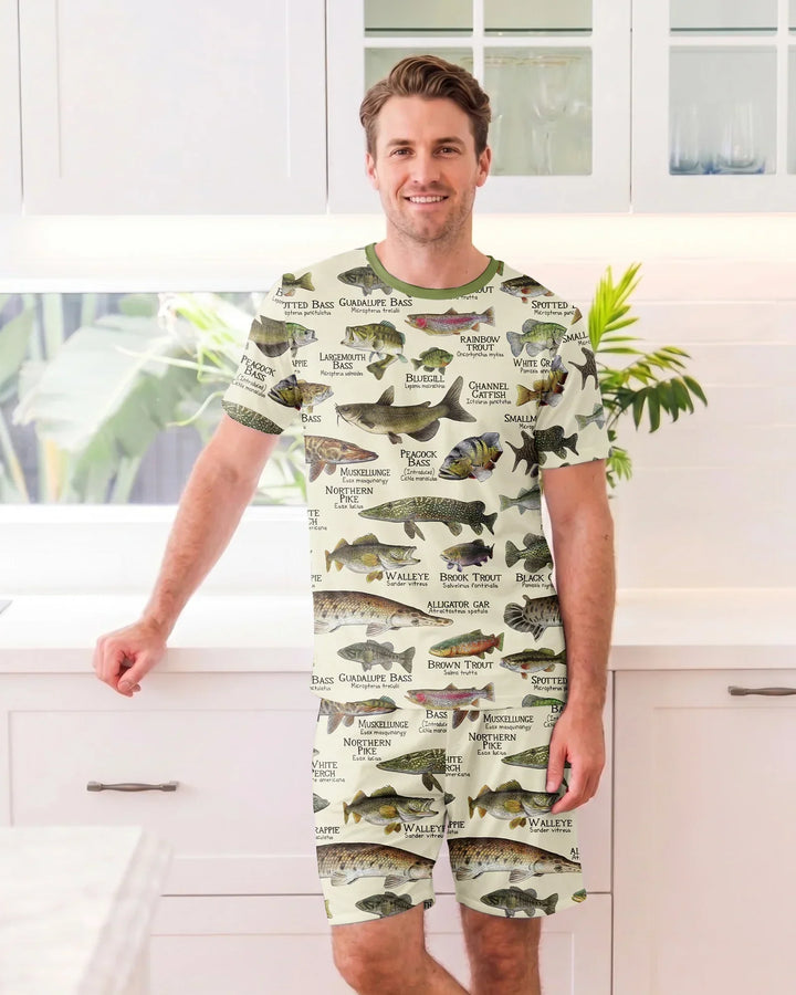 Fish Of America Bamboo Men Short Sleeve Short Pajama Set