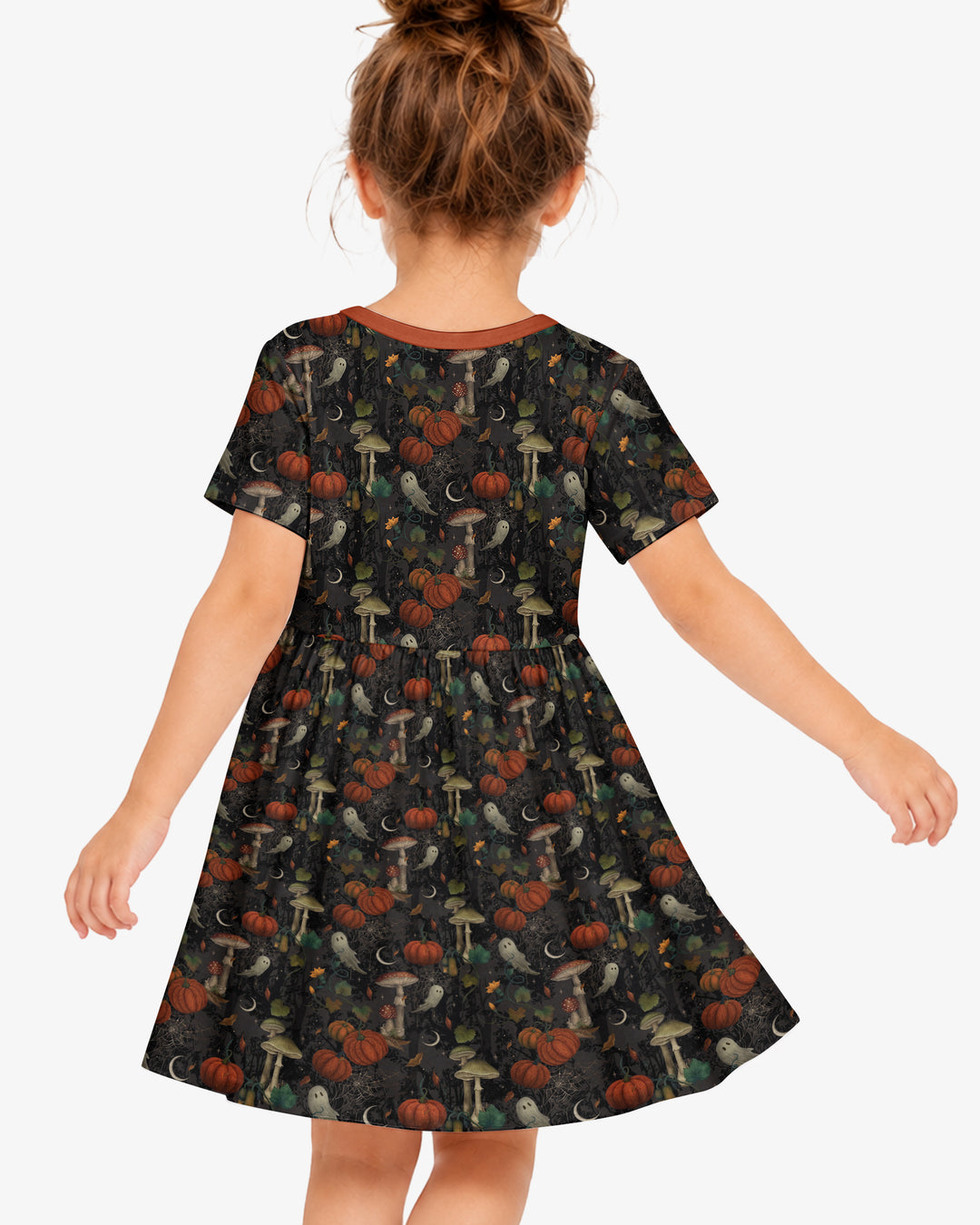 Spooky Cute Ghost Pumpkin Mushroom Halloween Bamboo Twirl Dress