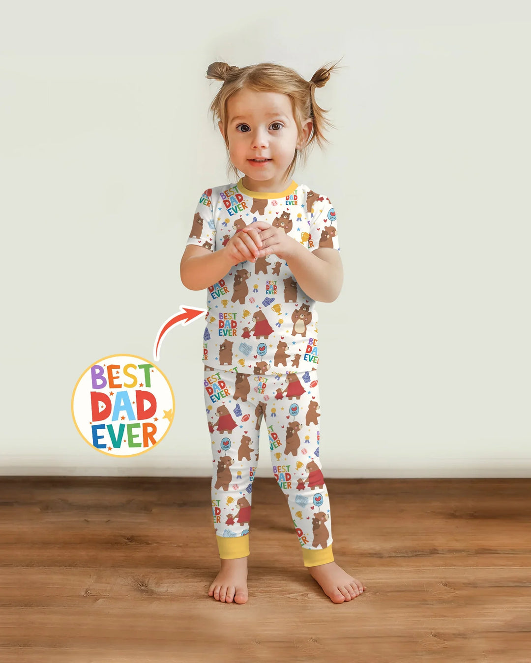 Best Daddy Bear Ever Family Matching Bamboo Two Piece Short Sleeve Pajama Set