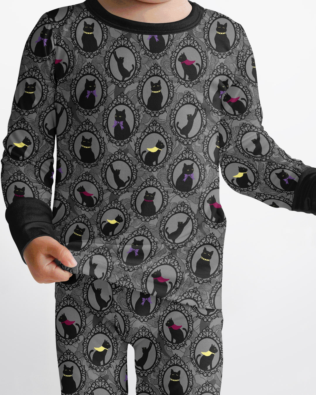 Midnight Cat Parade Bamboo Two Piece Long Sleeve Pajama Set