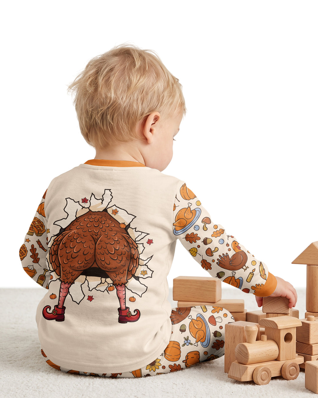 Funny Turkey on Thanksgiving Bamboo Two Piece Long Sleeve Pajama Set