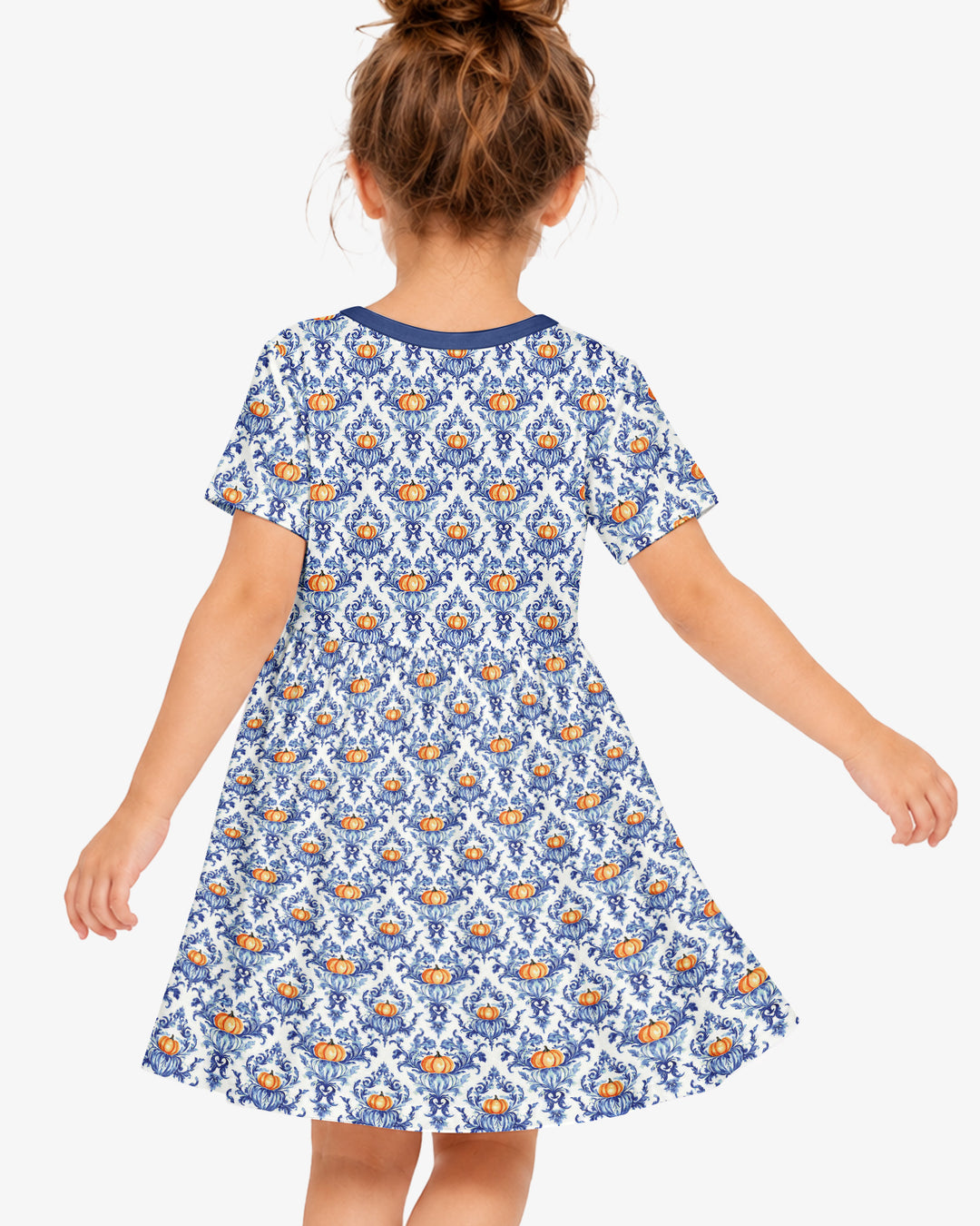 Pumpkin Toile Family Matching Bamboo Twirl Dress