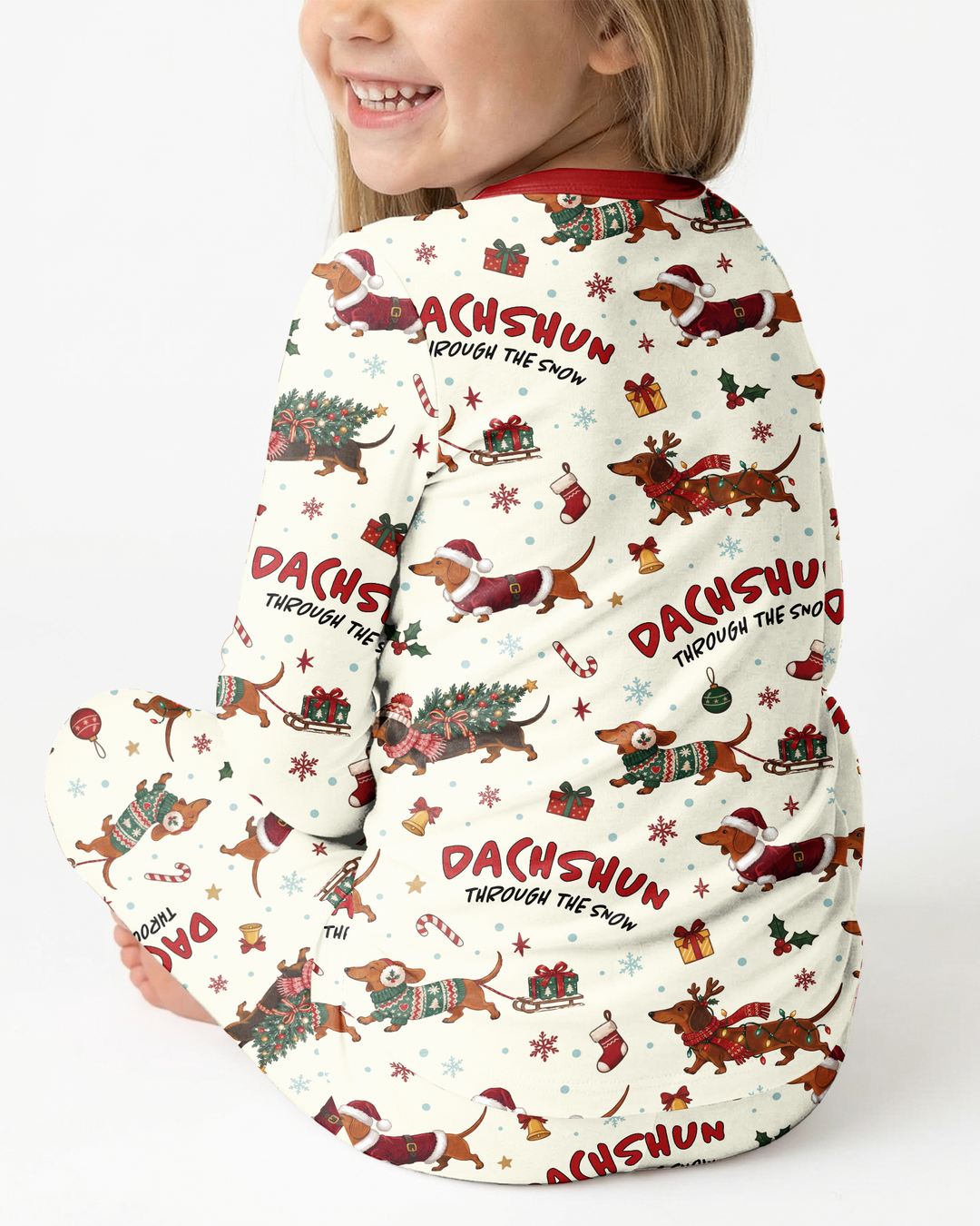 Dachshund Through The Snow Bamboo Two Piece Long Sleeve Pajama Set