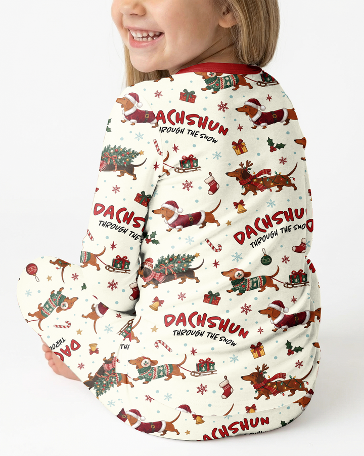 Dachshund Through The Snow Bamboo Two Piece Long Sleeve Pajama Set