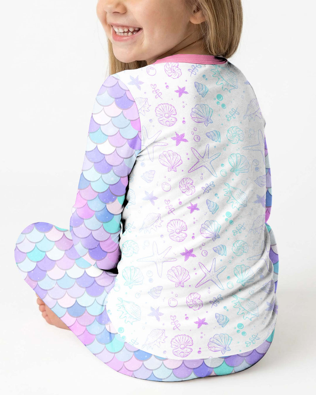Black Mermaid The Birthday Girl  Bamboo Two Piece Long Sleeve Pajama Set