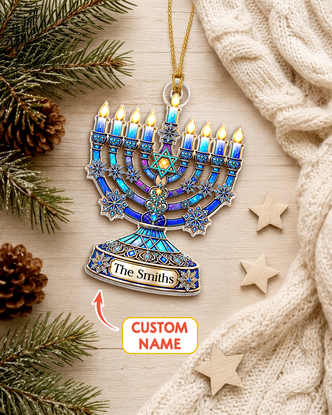 Hanukkah Menorah - Personalized Acrylic Ornament