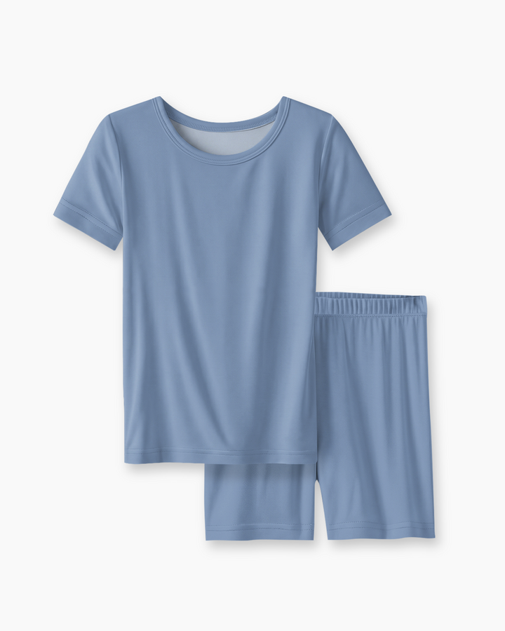 Solid Color Bamboo Two Piece Short Sleeve Short Pajama Set