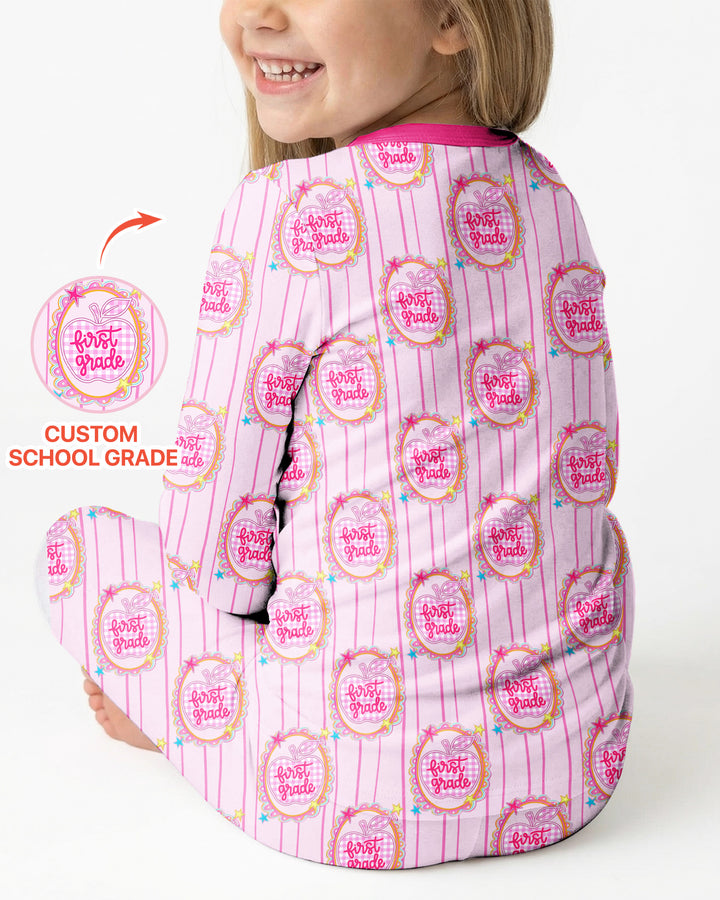 Custom Grade School Sweetie Bamboo Two Piece Long Sleeve Pajama Set