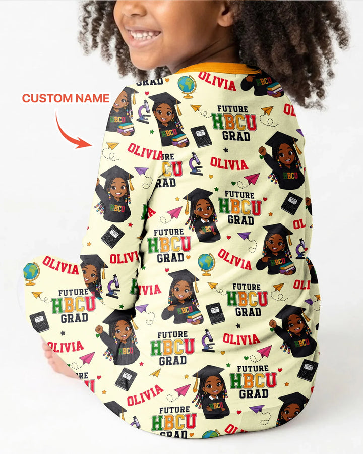Custom Name Future HBCU Grad Bamboo Two Piece Long Sleeve Pajama Set