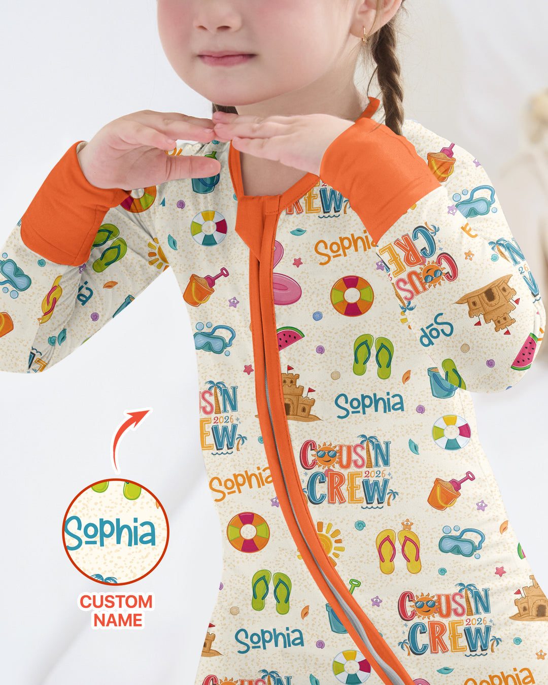 Custom Name Summer 2026 Cousin Crew Bamboo Convertible Zippy