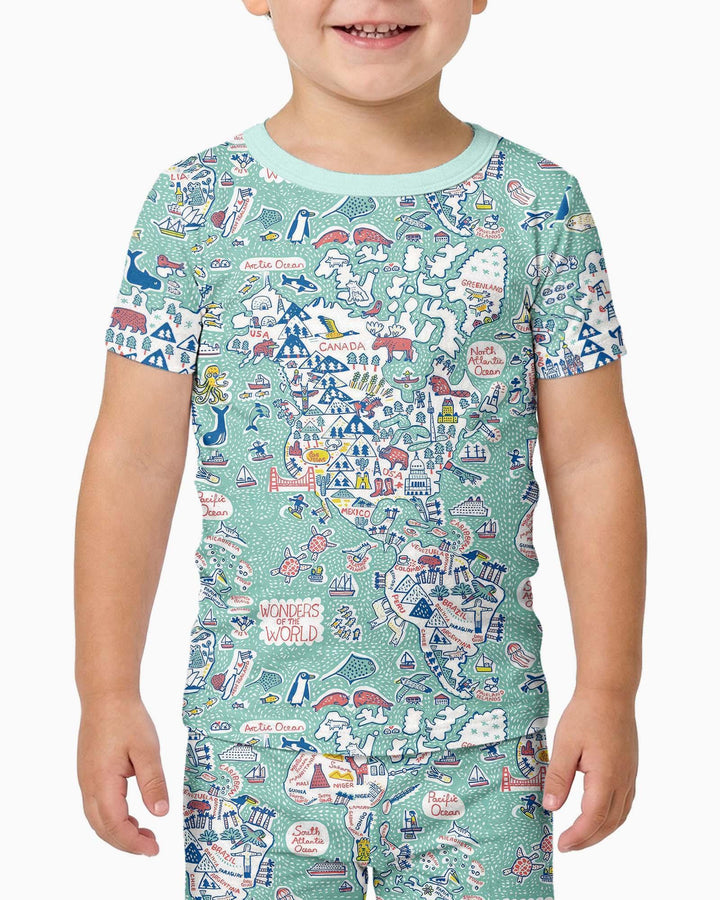 Hello World Wonders Bamboo Two Piece Short Sleeve Pajama Set