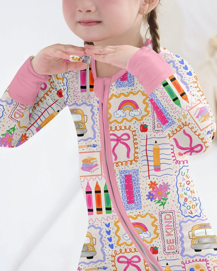 Colorful Doodle School Bamboo Convertible Zippy