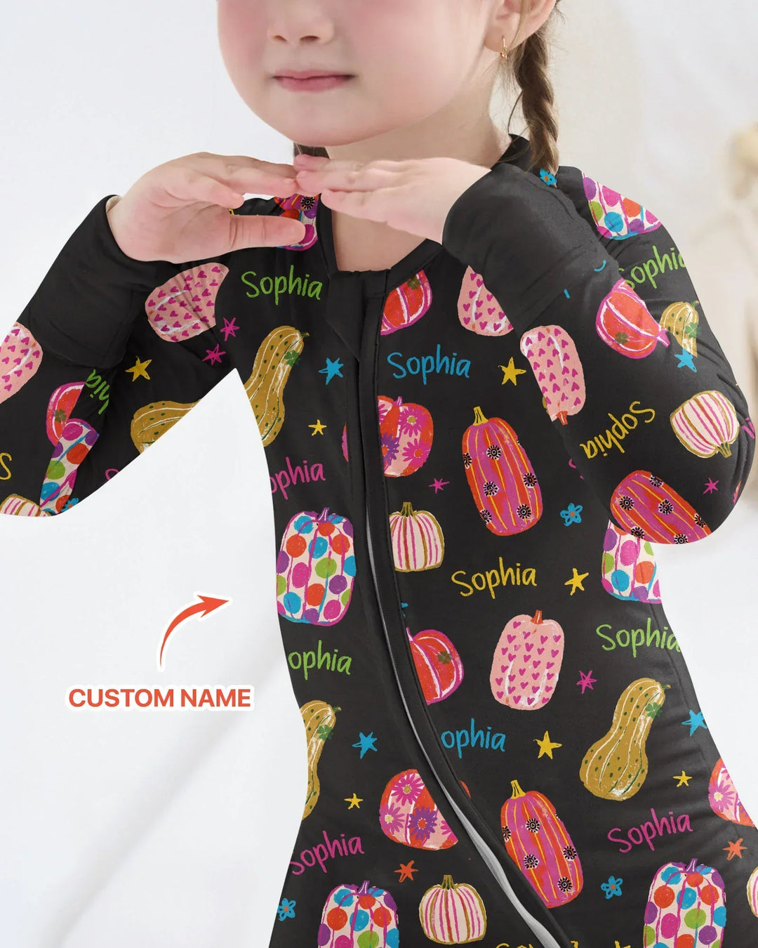 Custom Name Colorful Pumpkin Bamboo Convertible Zippy