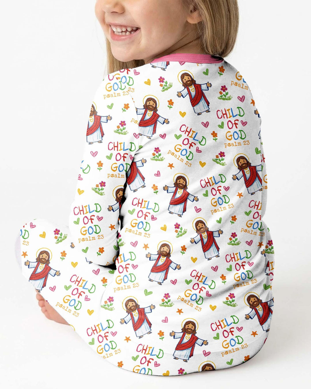 Jesus Loves Me Bamboo Two Piece Long Sleeve Pajama Set