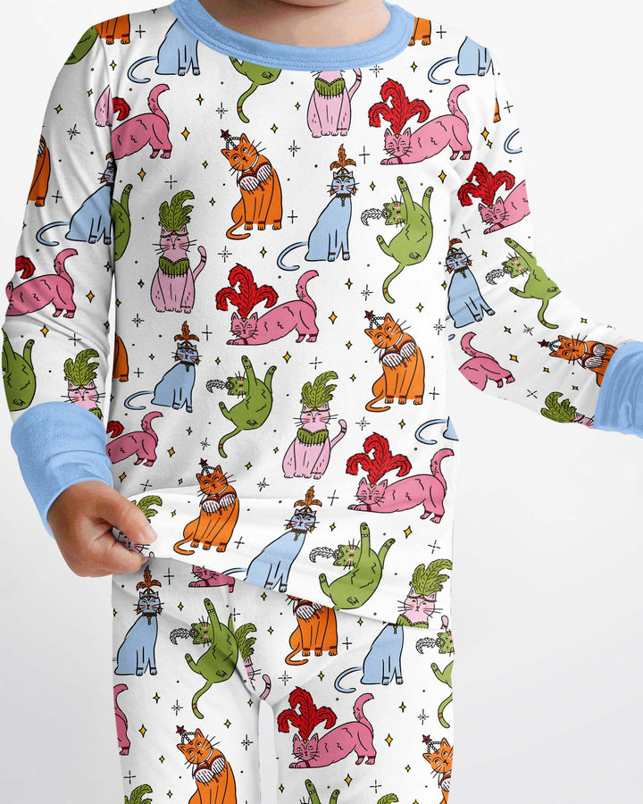 Whimsical Cats Bamboo Two Piece Long Sleeve Pajama Set