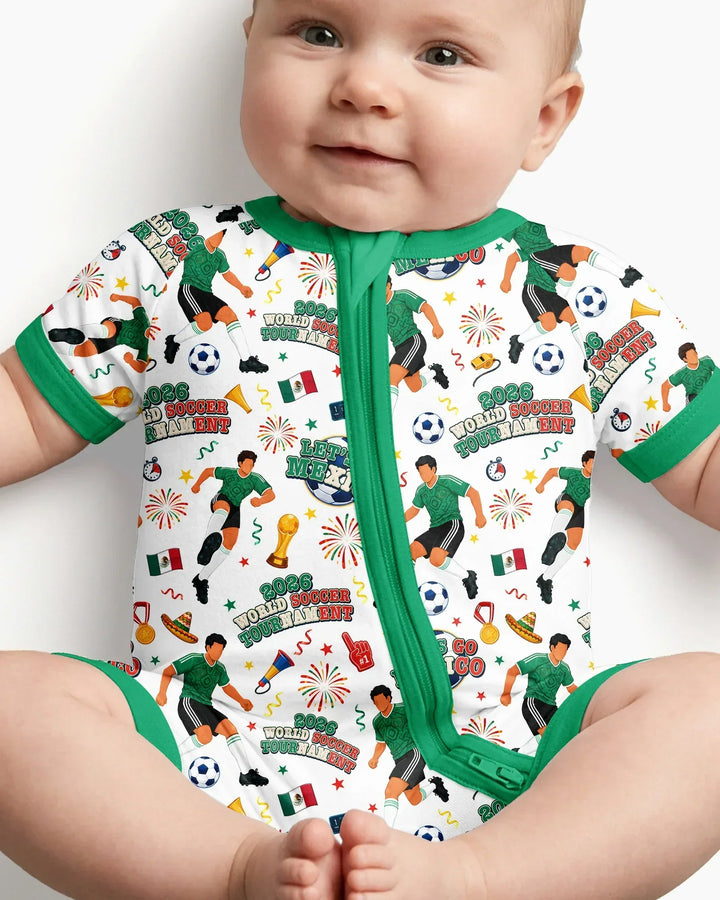 World Soccer Tournament Let's Go Mexico Family Matching Bamboo Shorty Zippy