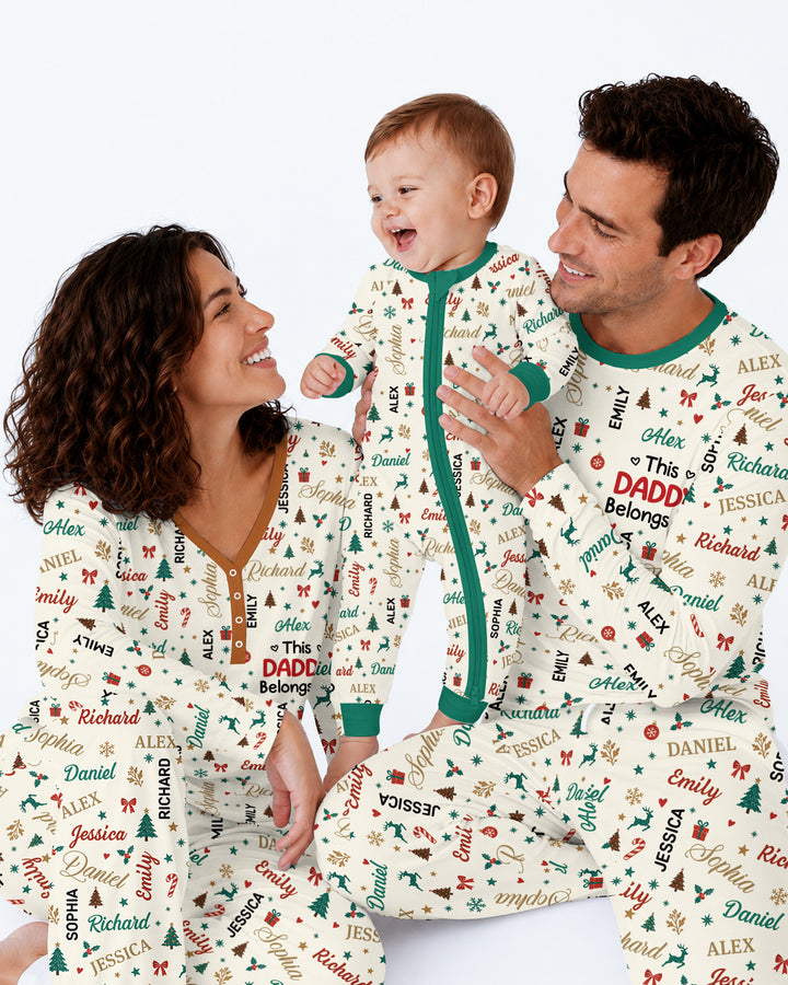Custom Daddy Christmas Belongs To Bamboo Men's Pajama Set
