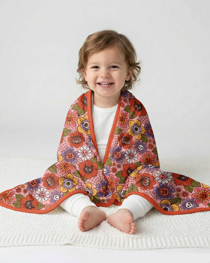 70s Halloween Floral Bamboo Blanket