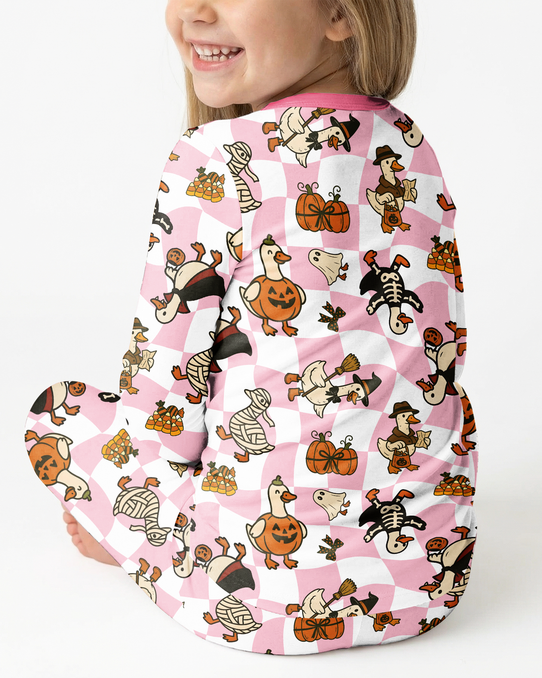 Spooky Goose Scrub Hat Bamboo Two Piece Long Sleeve Pajama Set