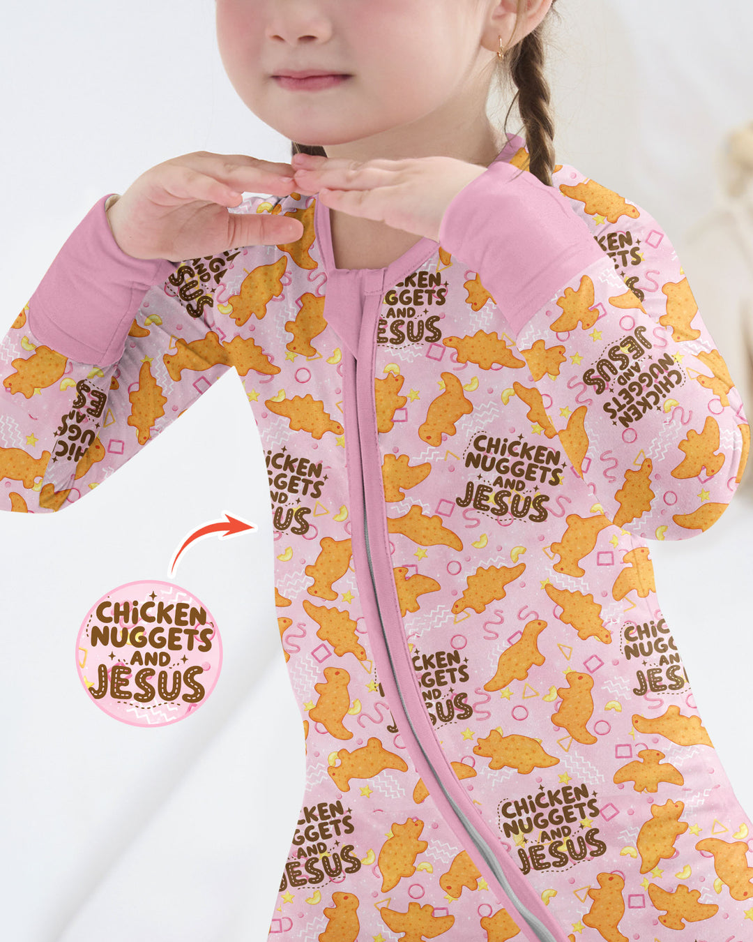 Chicken Nuggets and Jesus Family Matching Bamboo Convertible Zippy
