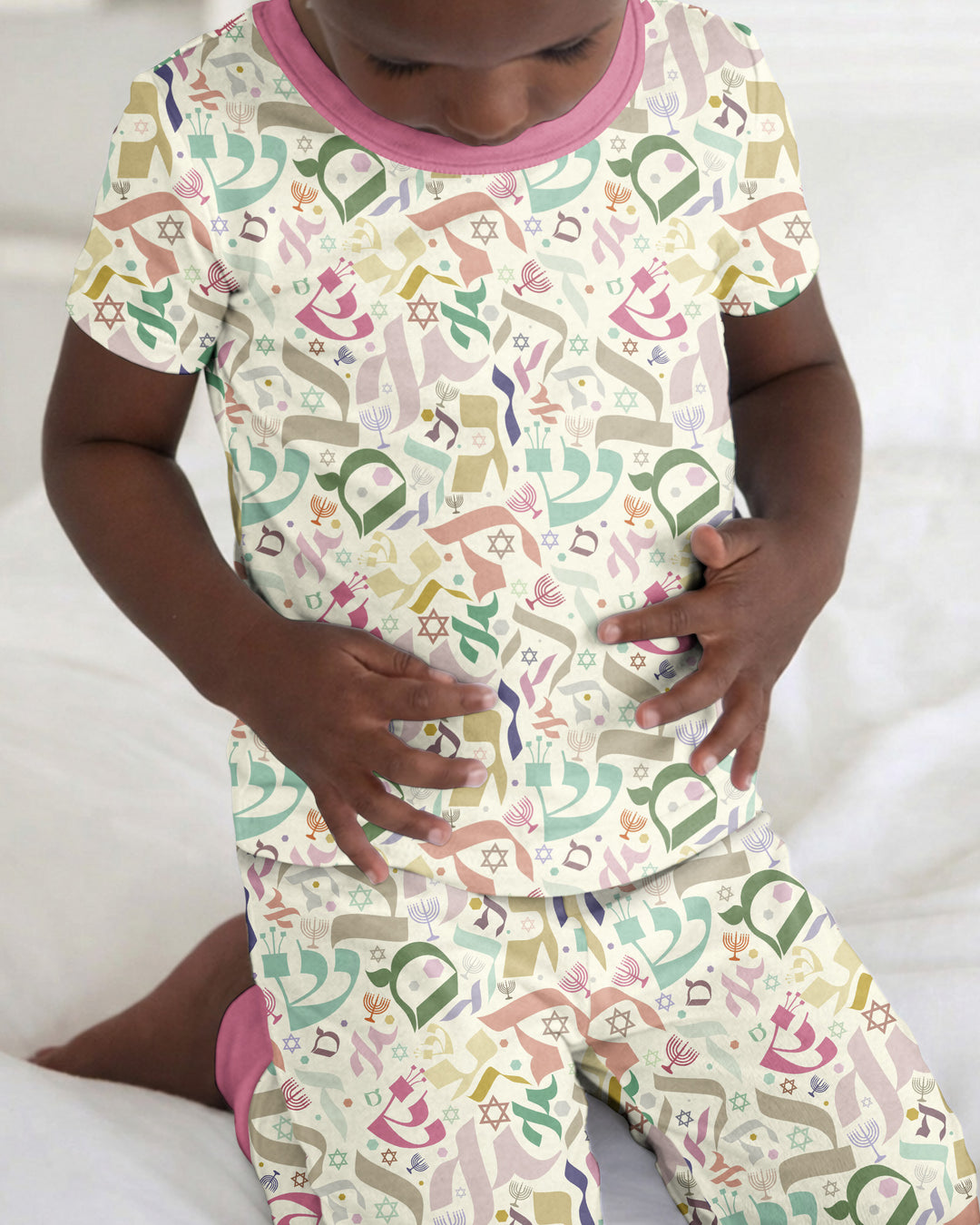 Hebrew Harmony Family Matching Bamboo Two Piece Short Sleeve Pajama Set