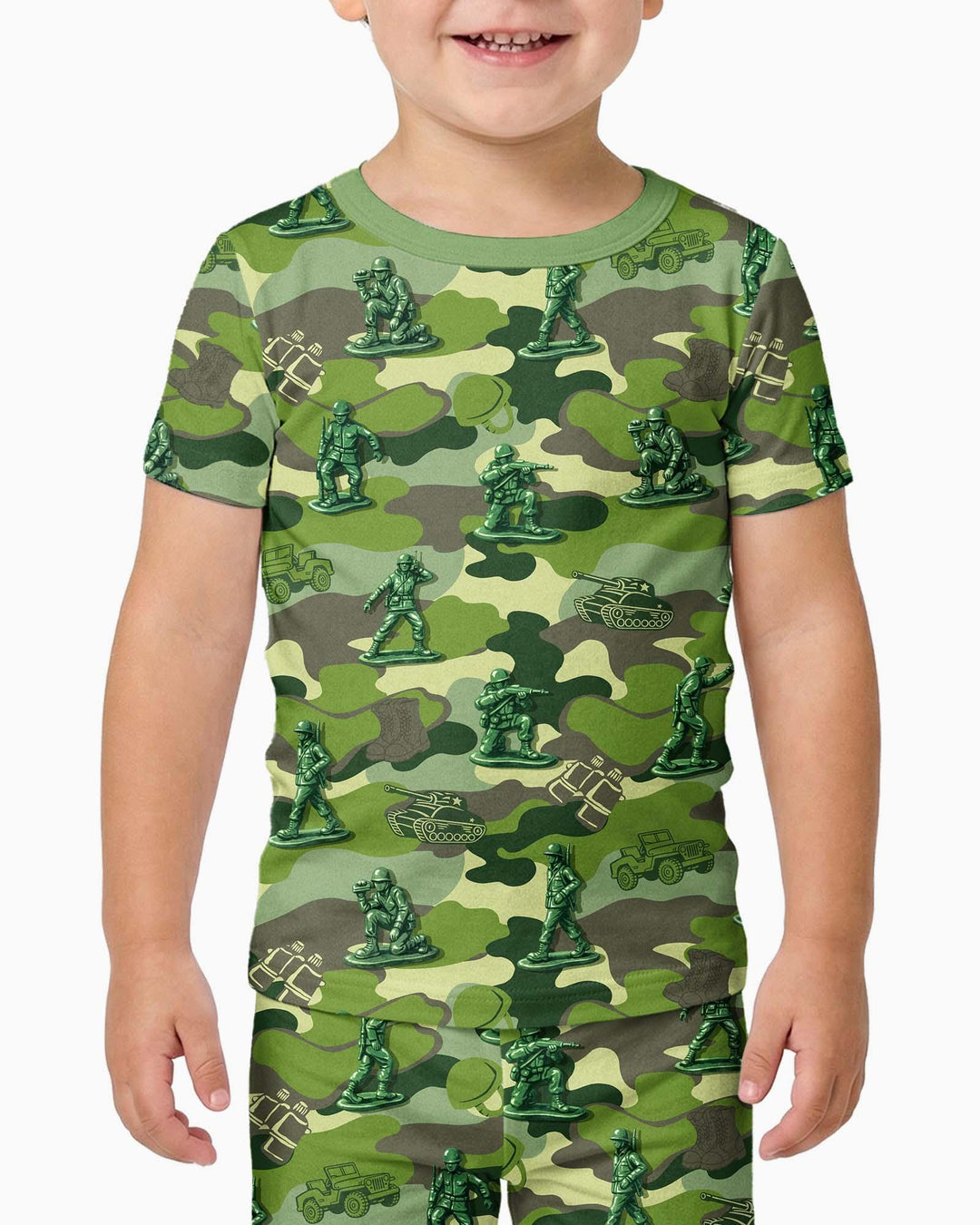 Green Army Men Bamboo Two Piece Short Sleeve Pajama Set