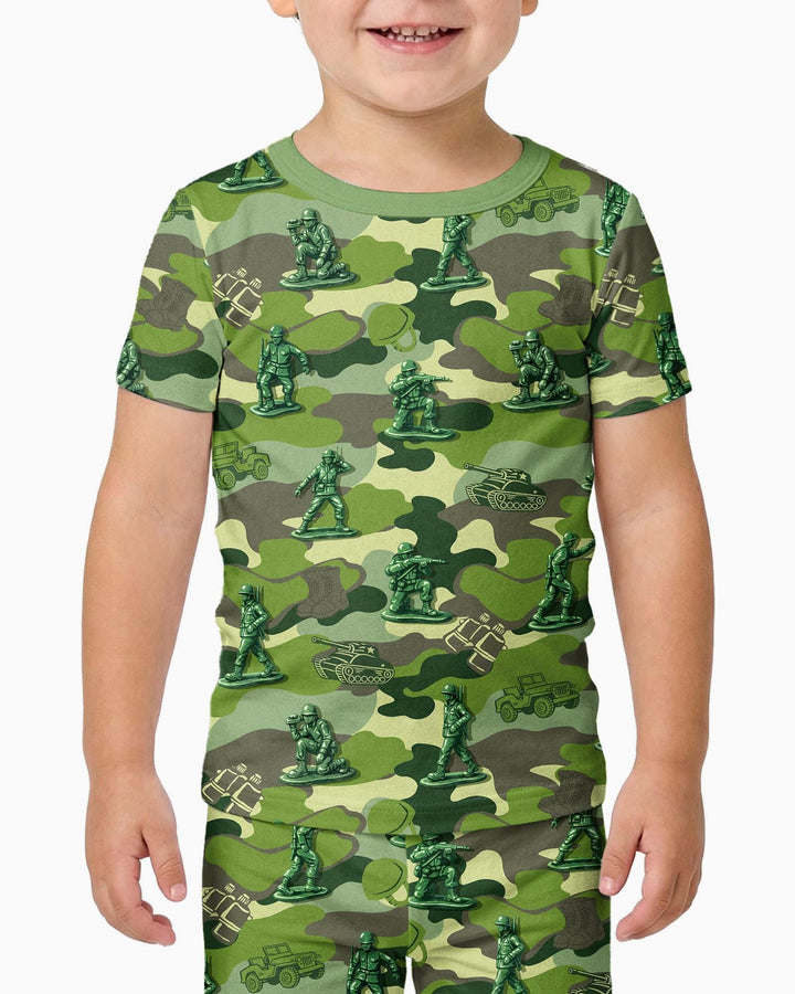 Green Army Men Bamboo Two Piece Short Sleeve Pajama Set