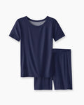 Navy Bamboo Two Piece Short Sleeve Shorts Pajama Set