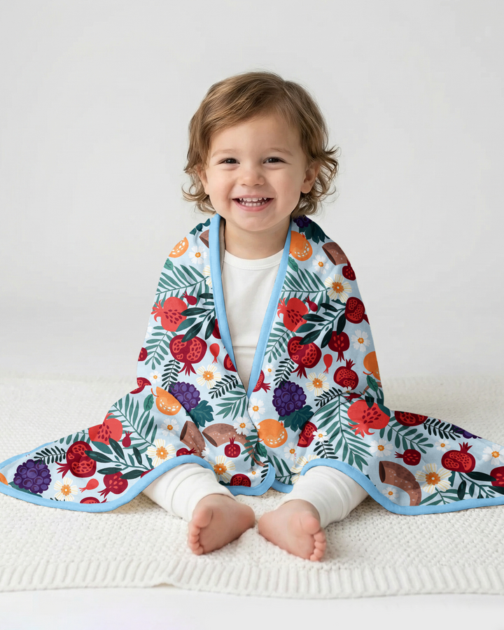 Pomegranate Blessings Night Family Matching Bamboo Blanket