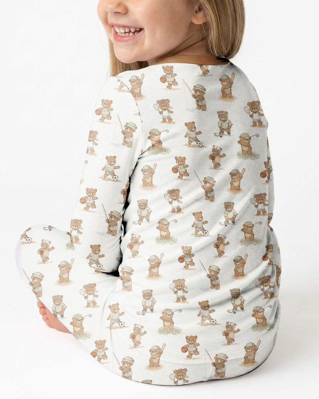 Little Sports Bears Bamboo Two Piece Long Sleeve Pajama Set