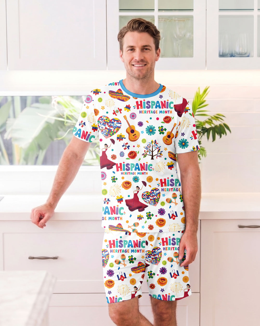 Fiesta Hispanic Heritage Month Bamboo Men Short Sleeve Short Pajama Set